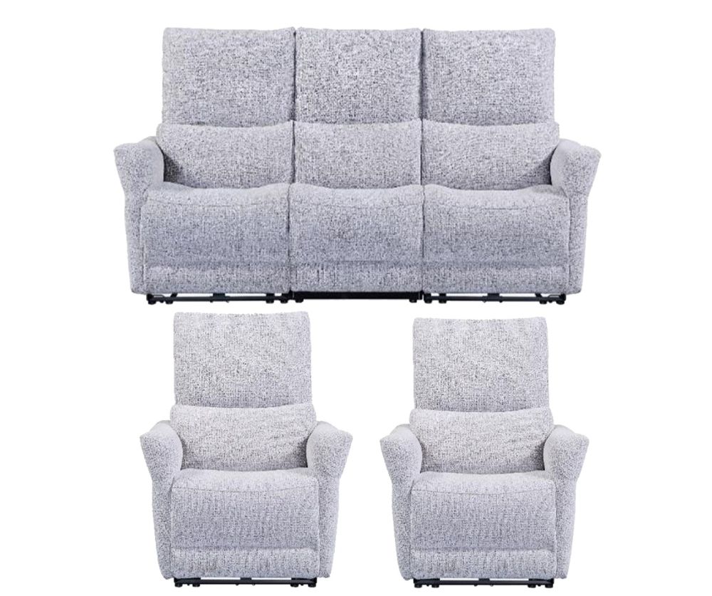 Furniture Link Jagger Dove Fabric Power Recliner 3+1+1 Sofa Set