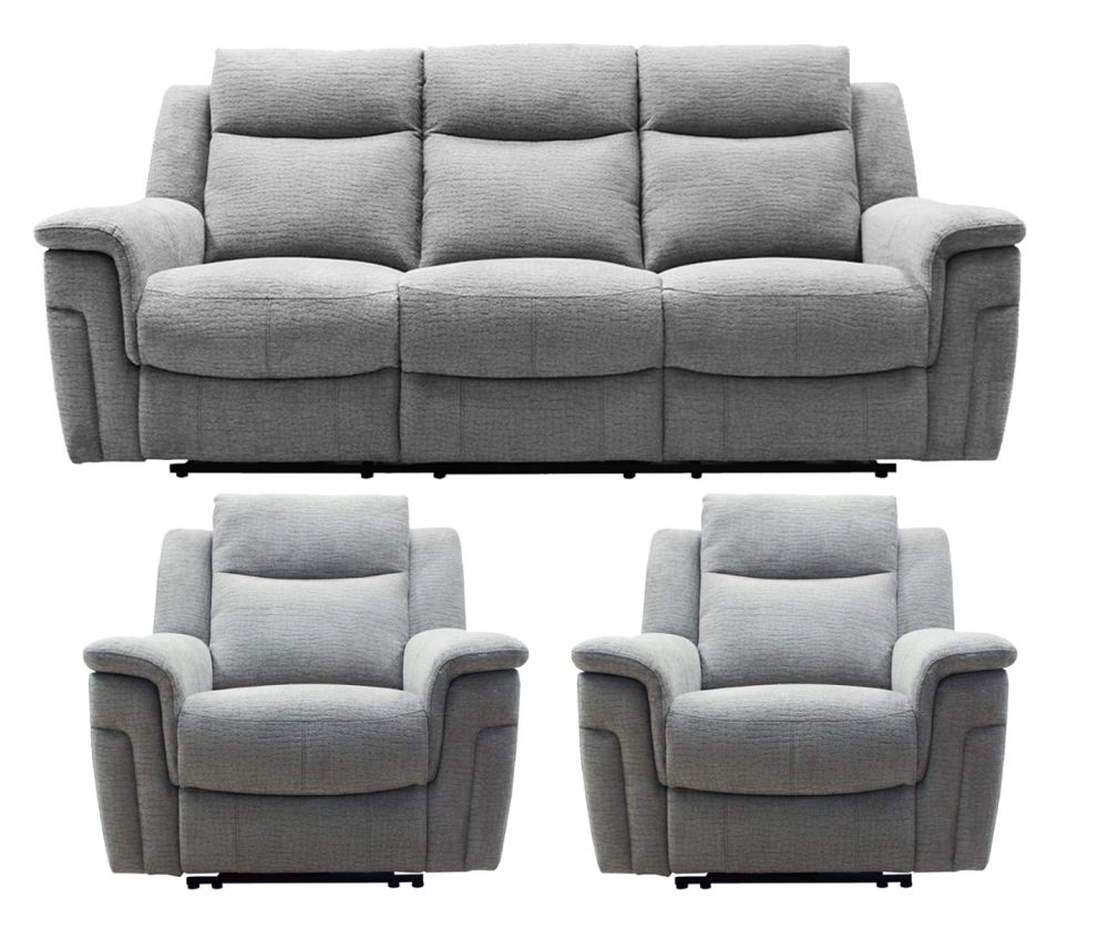 Furniture Link Lawson Dove Fabric Power Recliner 3+1+1 Sofa Set