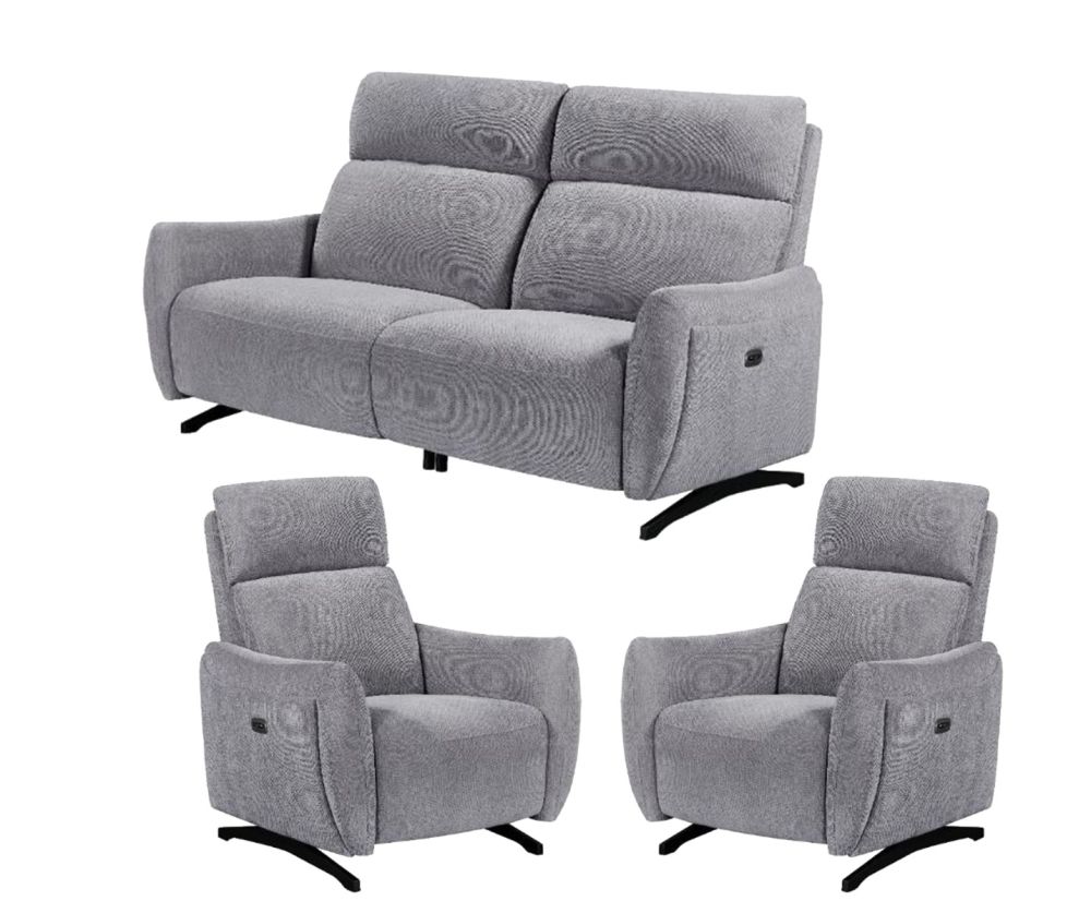 Furniture Link Ryder Pewter Fabric Power Recliner 3+1+1 Sofa Set