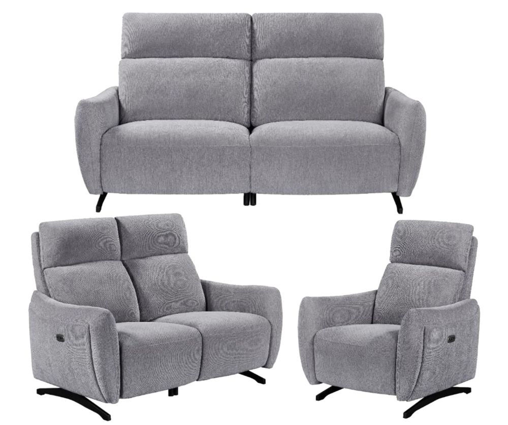 Furniture Link Ryder Pewter Fabric Power Recliner 3+2+1 Sofa Set