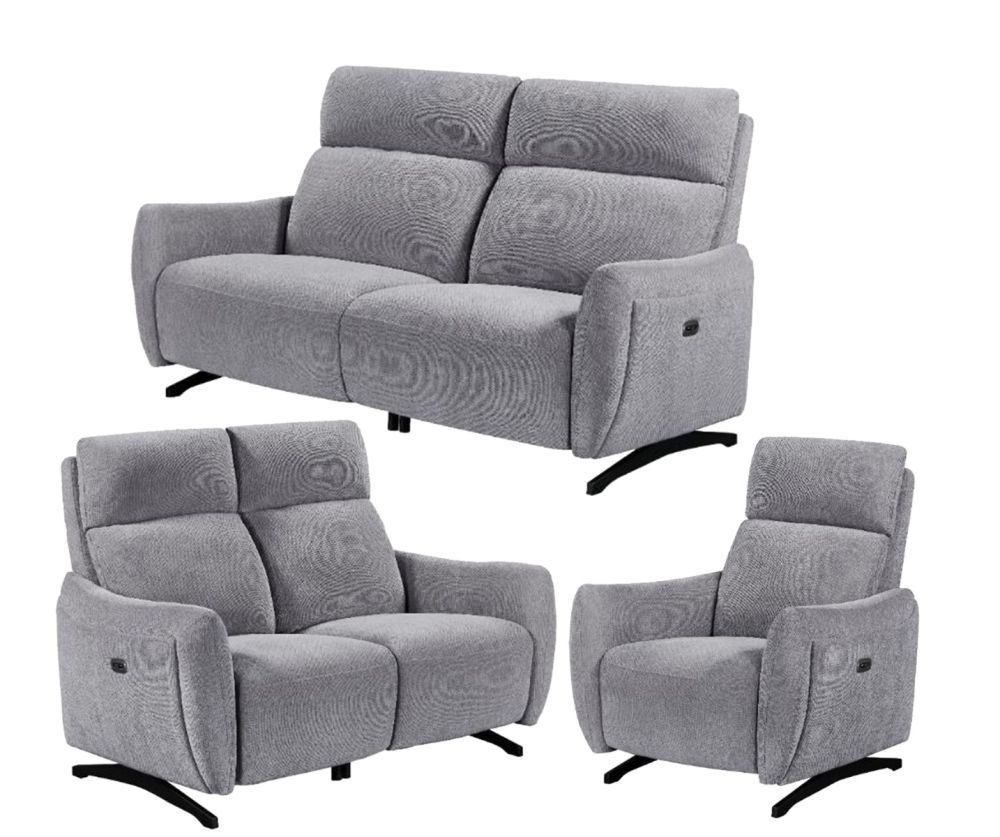 Furniture Link Ryder Pewter Fabric Power Recliner 3+2+1 Sofa Set