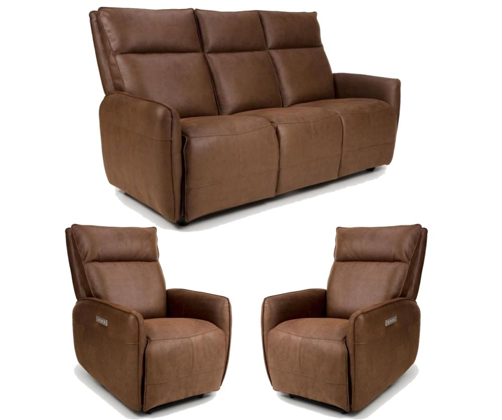 Furniture Link Tucson Brown Heated 3+1R+1R Sofa Set