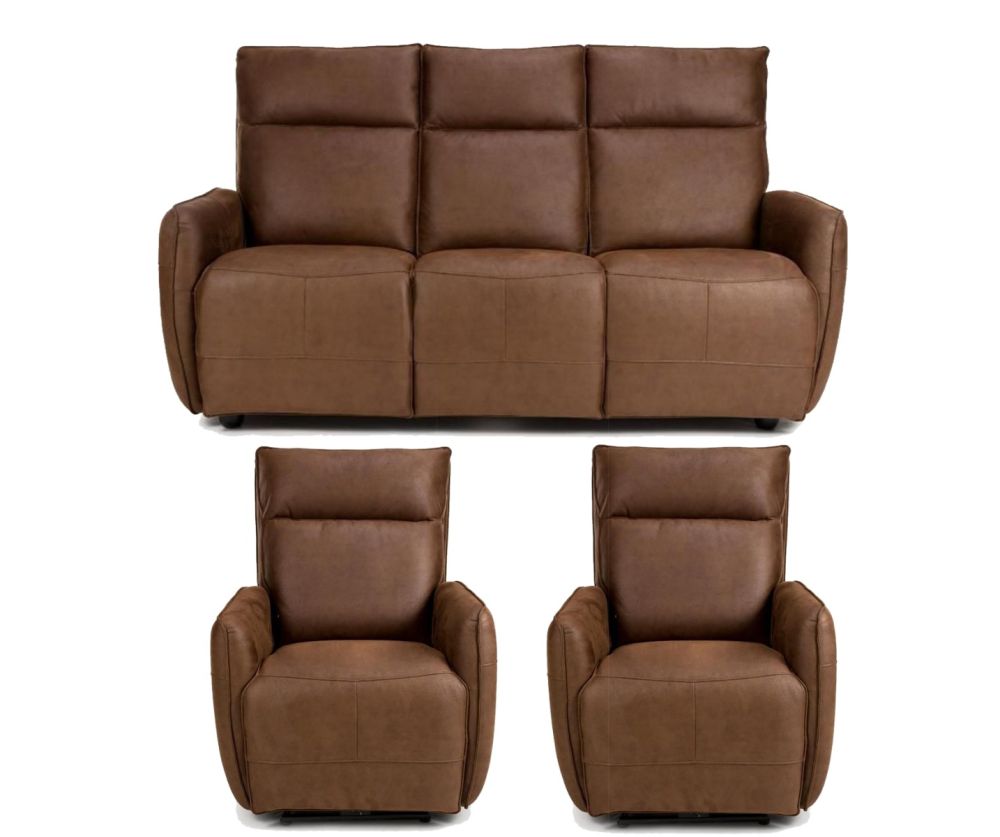Furniture Link Tucson Brown Heated 3+1R+1R Sofa Set