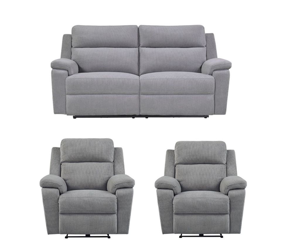 Furniture Link Tyler Stone Fabric Power Recliner 3+1+1 Sofa Set