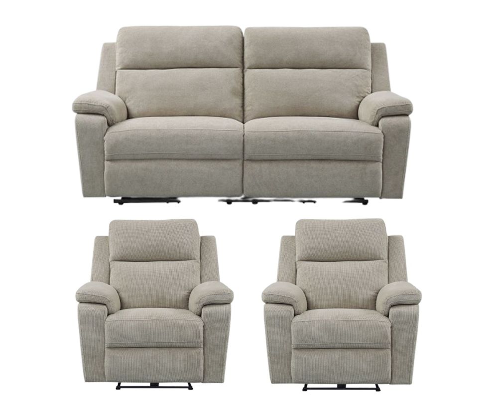 Furniture Link Tyler Taupe Fabric Power Recliner 3+1+1 Sofa Set