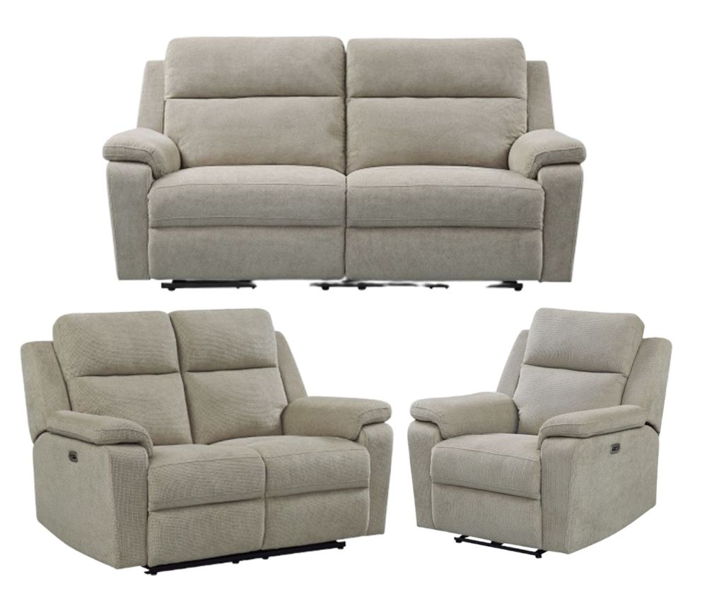 Furniture Link Tyler Taupe Fabric Power Recliner 3+2+1 Sofa Set