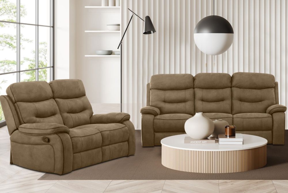 Gabrielle Brown Fabric Recliner 3+2 Sofa Set