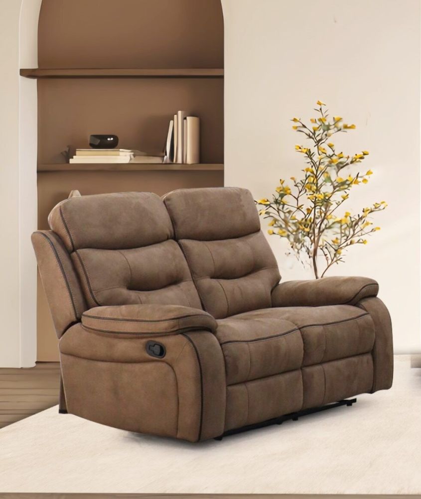 Gabrielle Brown Fabric Recliner 2 Seater Sofa