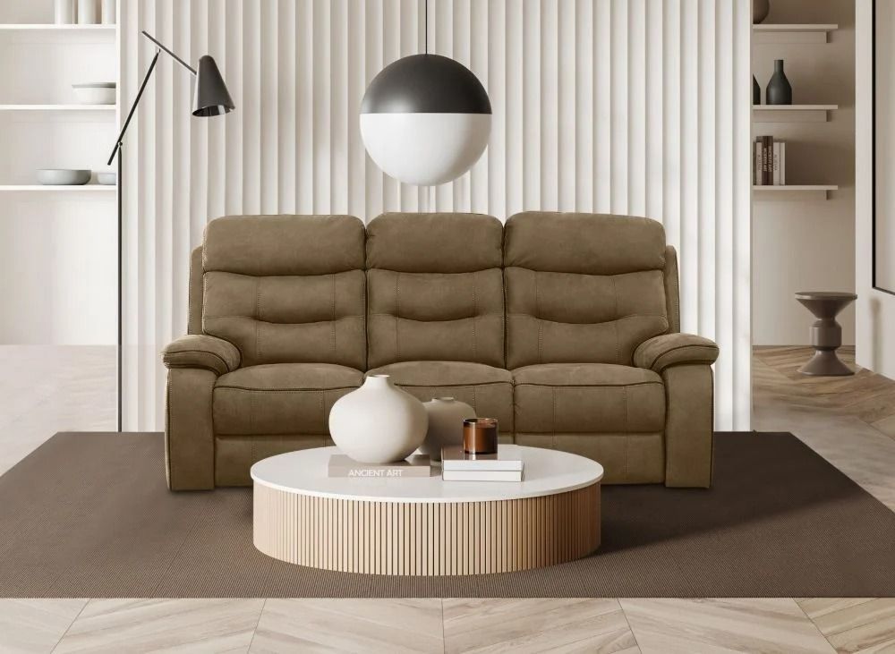 Gabrielle Brown Fabric Recliner 3+2+1 Sofa Set