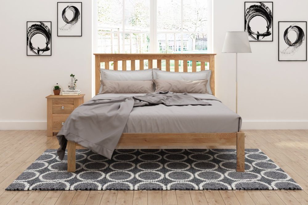 Flintshire Furniture Gladstone Solid Natural Oak Wooden Bed Frame