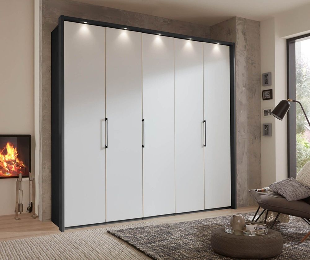 Wiemann Glasgow Pebble Grey Matt Glass Hinged Door Wardrobe – H216cm