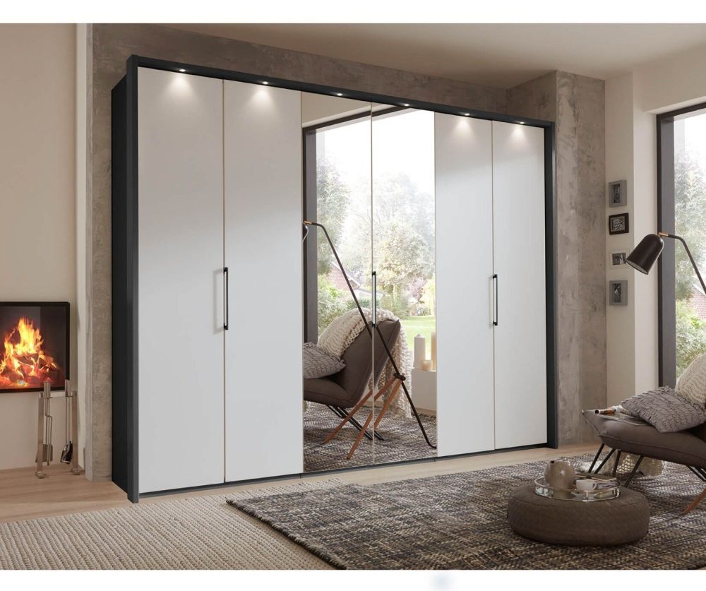 Wiemann Glasgow Wooden and Mirrored Hinged Door Wardrobe – H236cm