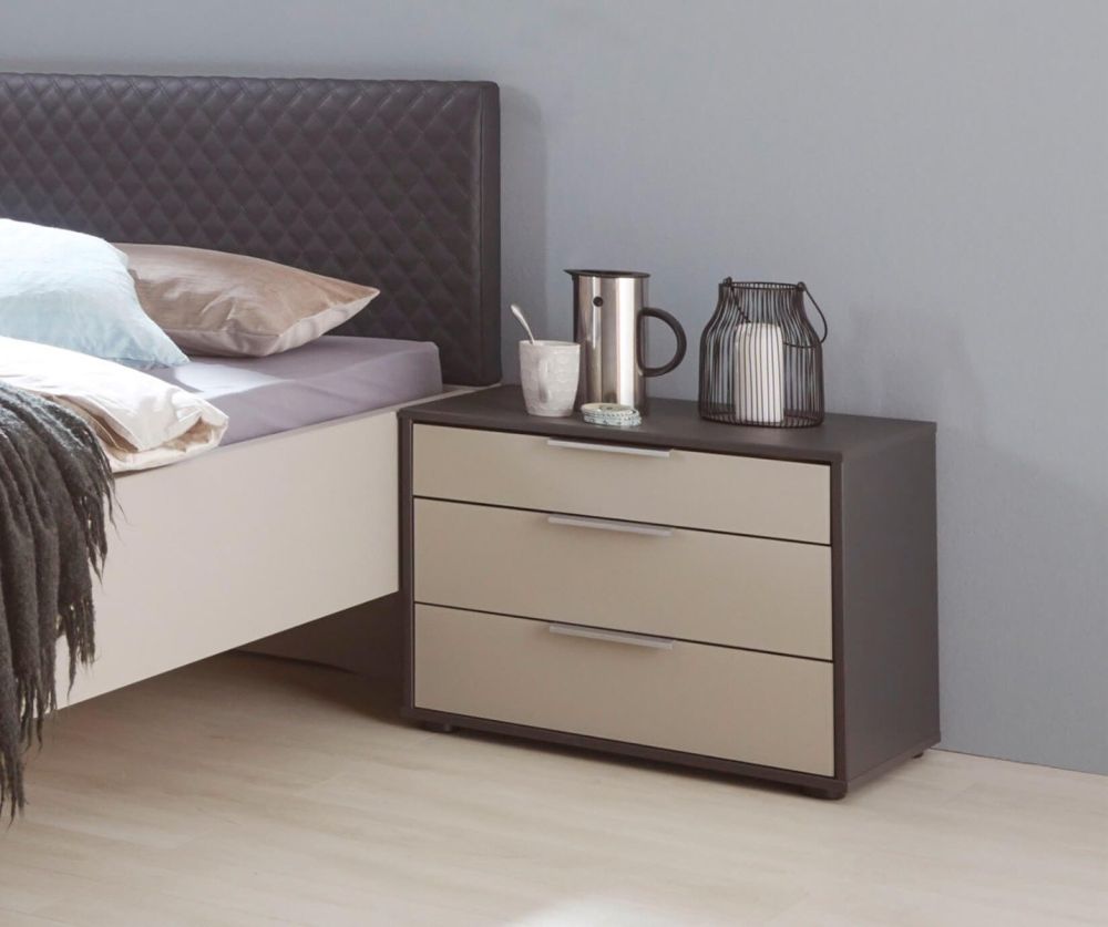 Wiemann Glasgow Pebble Grey 3 Drawer Bedside Cabinet