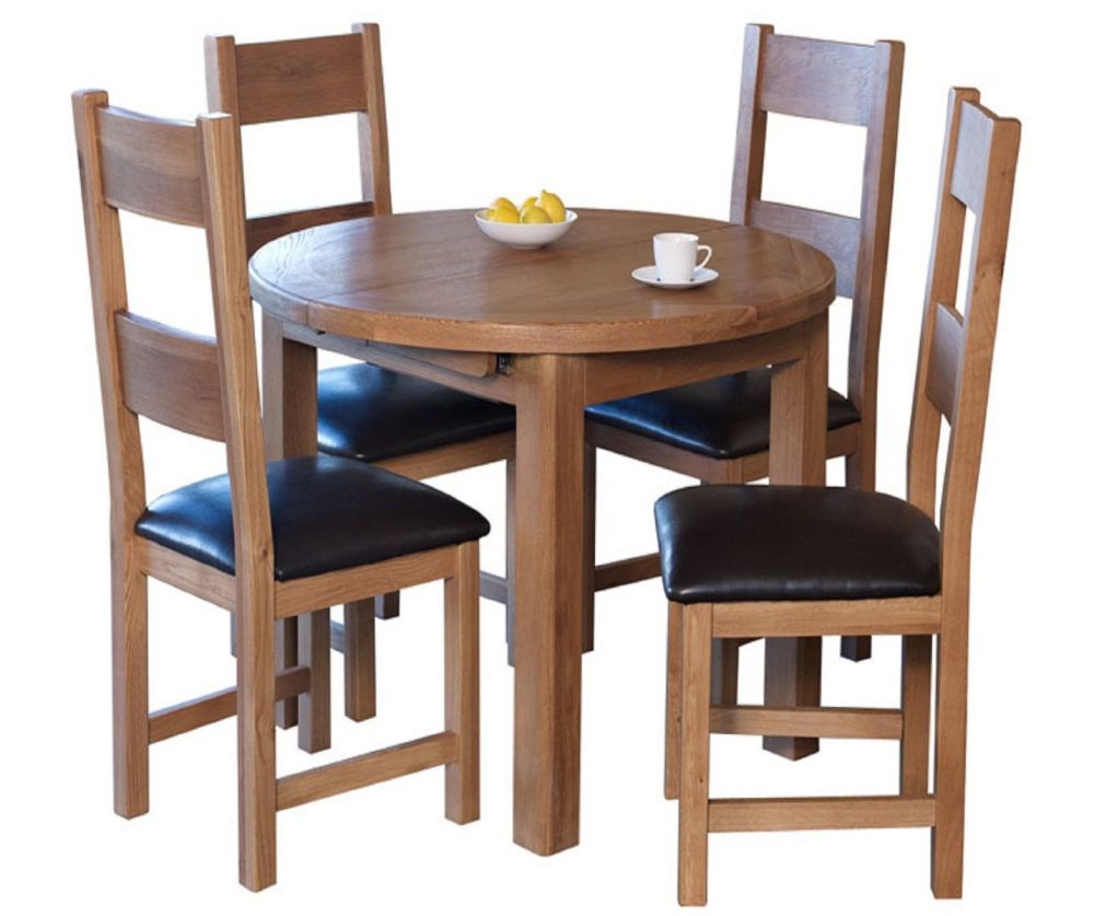 Furniture Link Hampshire Solid Oak Extending Round Dining Table