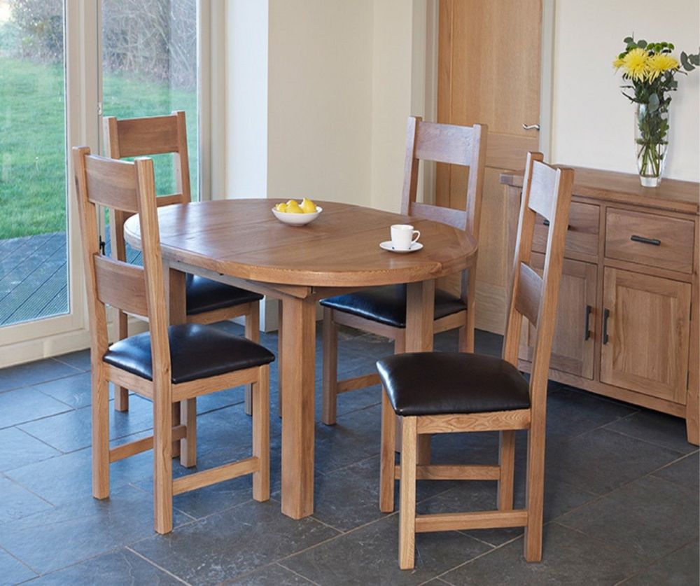 Furniture Link Hampshire Solid Oak Extending Round Dining Table