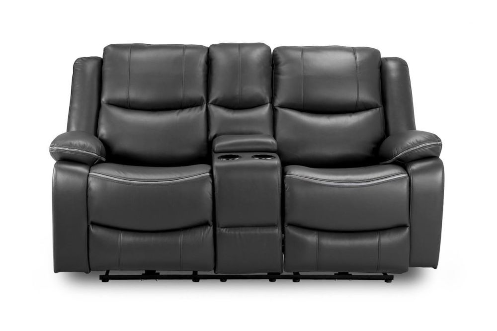 Harald Black Leather Electric Recliner 2 Seater Sofa