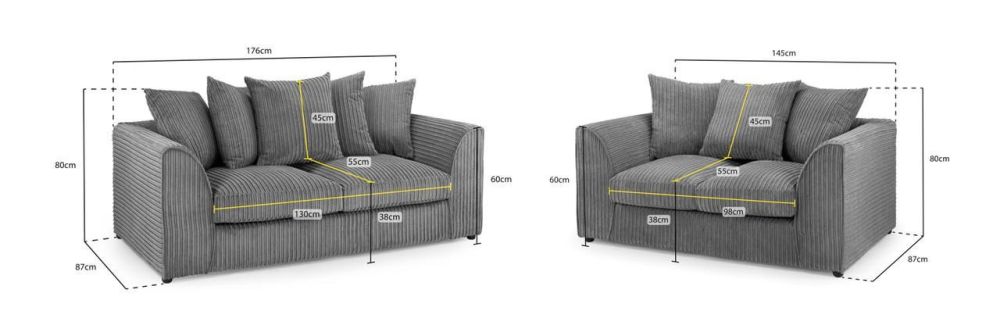 Markham Grey Fabric 3+2 Sofa Set
