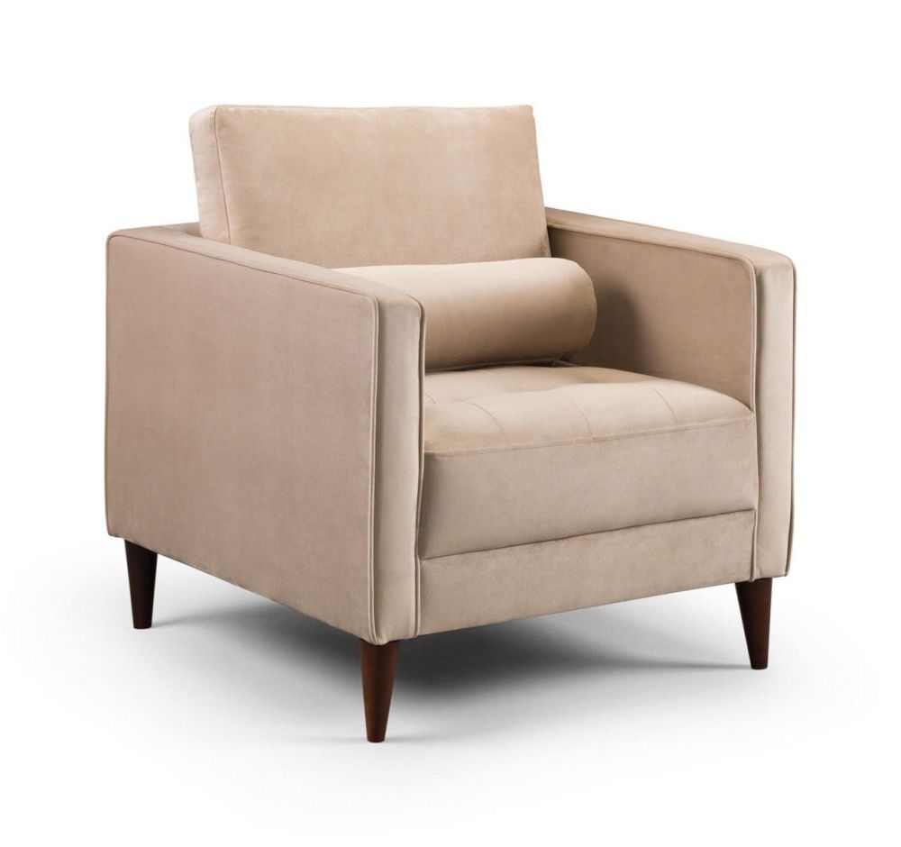 Barkham Plush Beige Fabric Armchair
