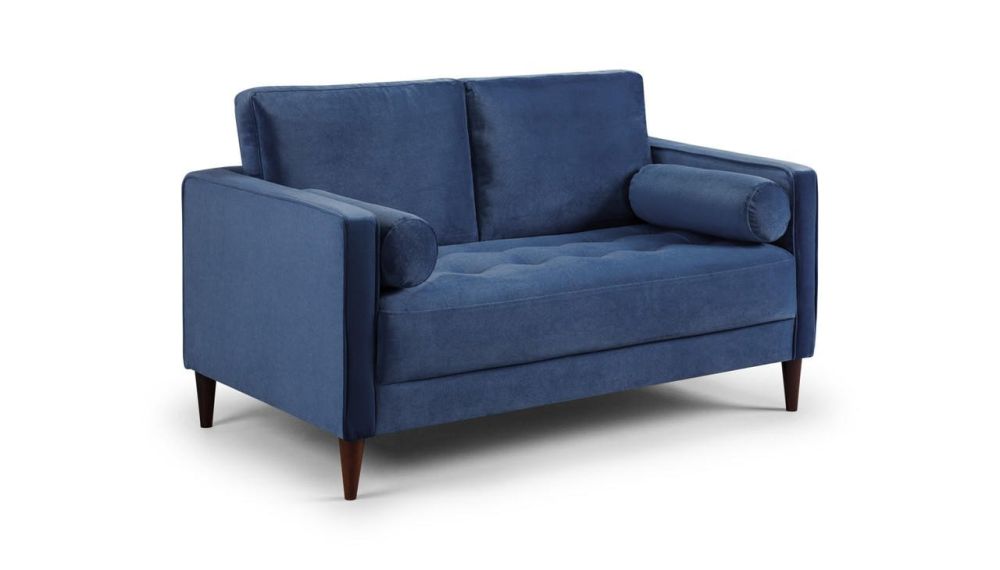 Barkham Plush Blue Fabric 2 Seater Sofa 