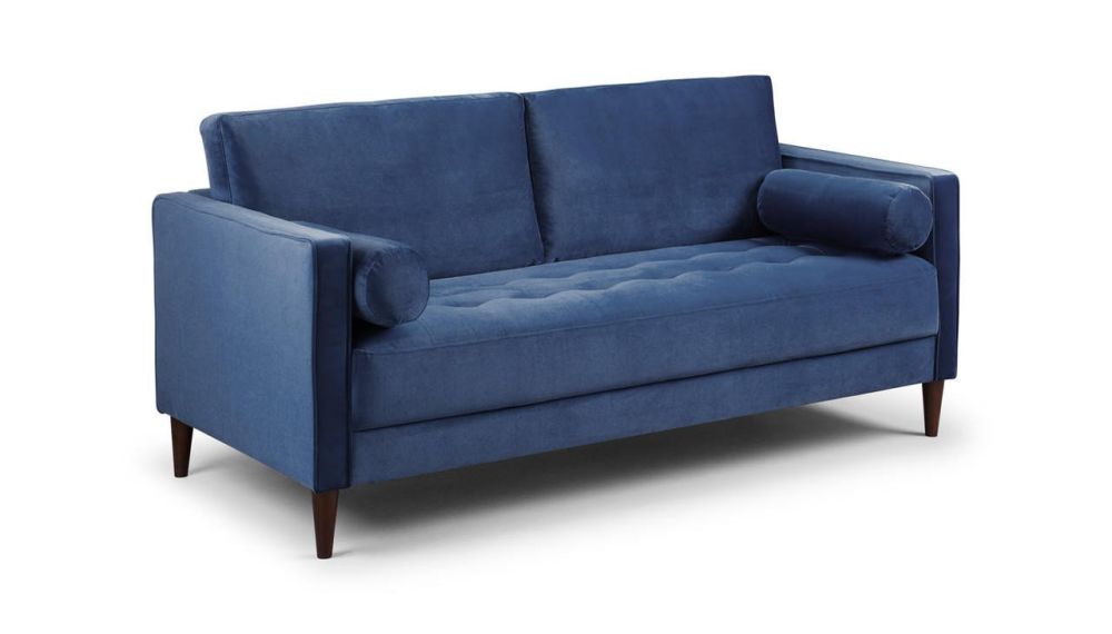 Barkham Plush Blue Fabric 3 Seater Sofa