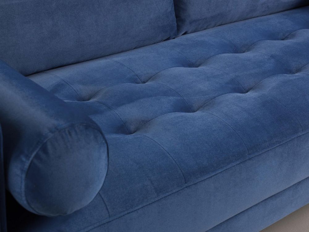 Barkham Plush Blue Fabric 3+2 Sofa Set
