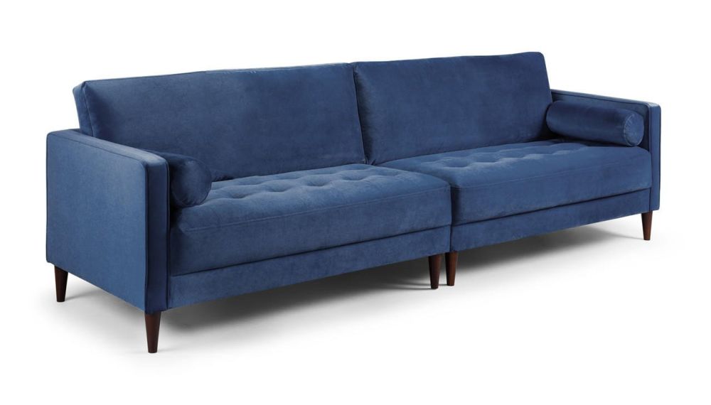 Barkham Plush Blue Fabric 4 Seater Sofa 