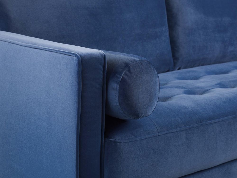 Barkham Plush Blue Fabric 4 Seater Sofa 