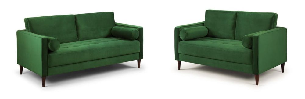 Barkham Plush Green Fabric 3+2 Sofa Set