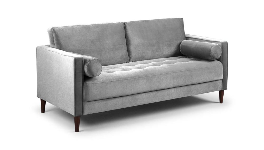 Barkham Plush Grey Fabric 3 Seater Sofa 