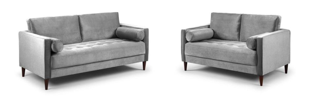 Barkham Plush Grey Fabric 3+2 Sofa Set