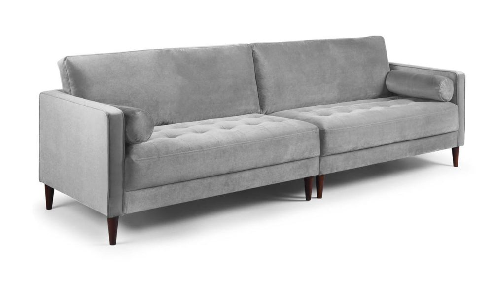 Barkham Plush Grey Fabric 4 Seater Sofa 