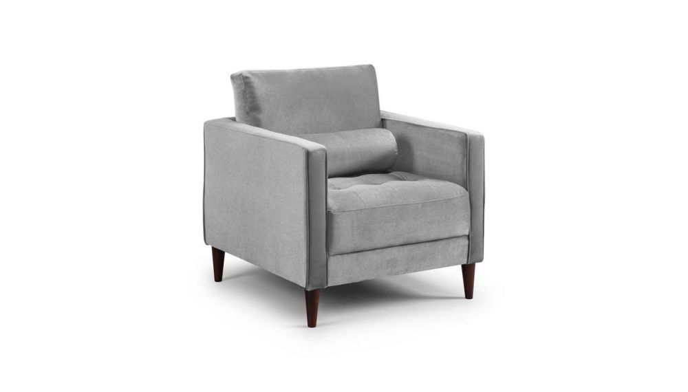 Barkham Plush Grey Fabric Armchair