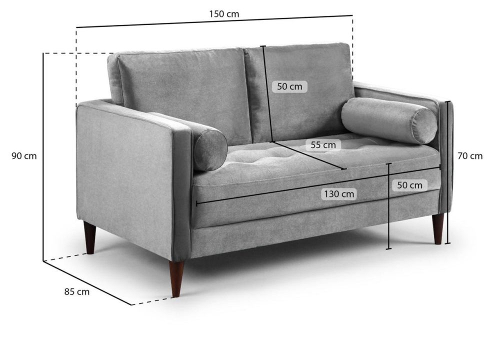 Barkham Plush Blue Fabric 2 Seater Sofa 