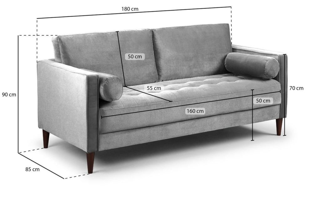 Barkham Plush Grey Fabric 3 Seater Sofa 