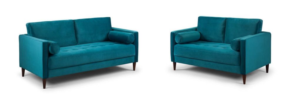 Barkham Plush Teal Fabric 3+2 Sofa Set