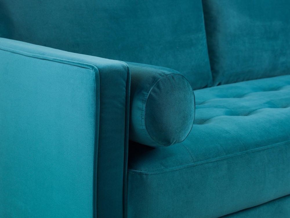 Barkham Plush Teal Fabric 3 Seater Sofa 