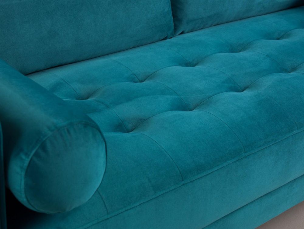 Barkham Plush Teal Fabric 4 Seater Sofa 