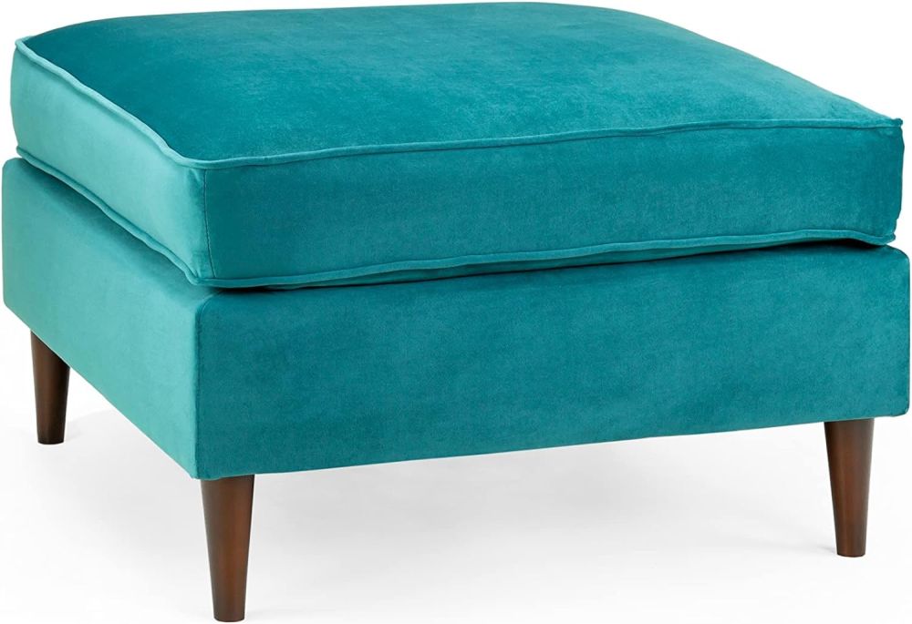 Barkham Plush Teal Fabric Footstool 