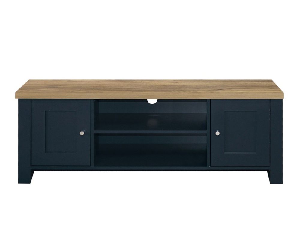 Birlea Furniture Highgate Navy Blue and Oak Large TV Unit