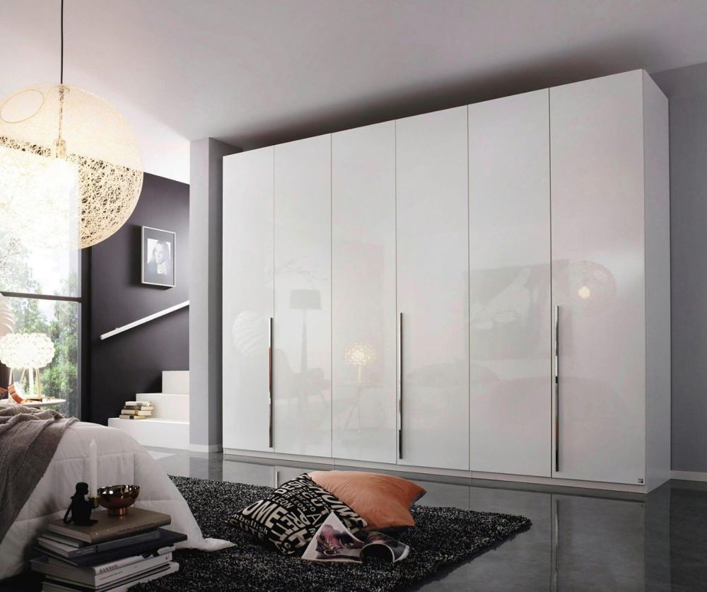 Rauch Montclar Alpine White Carcase with High Polish White Front 6 Door Wardrobe