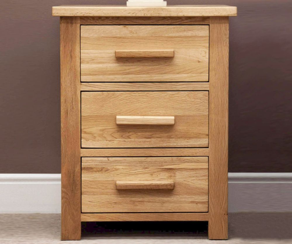 Homestyle GB Opus Oak 3 Drawer Bedside Table