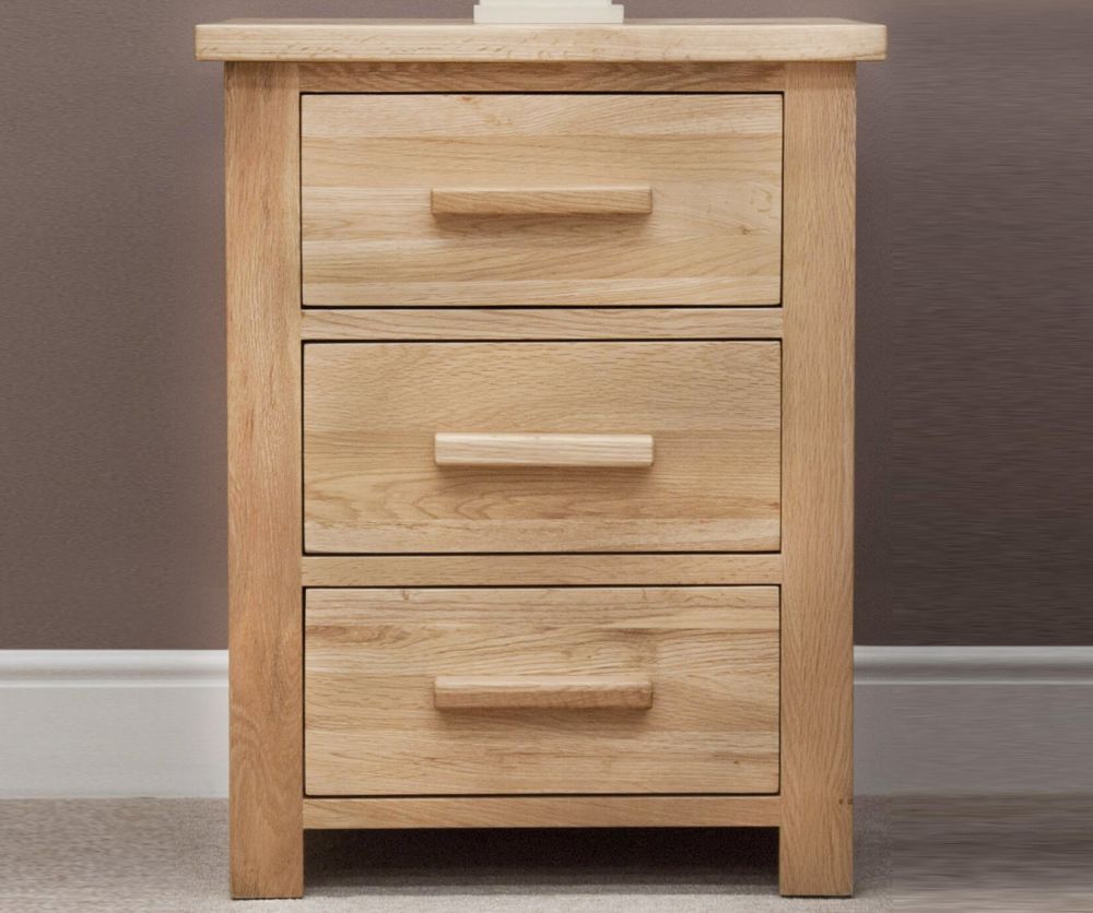 Homestyle GB Opus Oak 3 Drawer Bedside Table