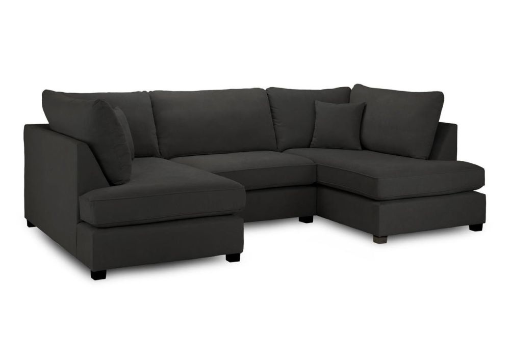 Sonder Black Fabric U Shape Corner Sofa