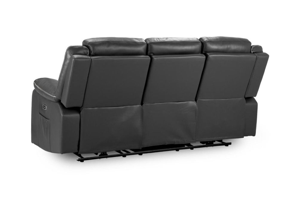 Harald Black Leather Electric Recliner 3 Seater Sofa