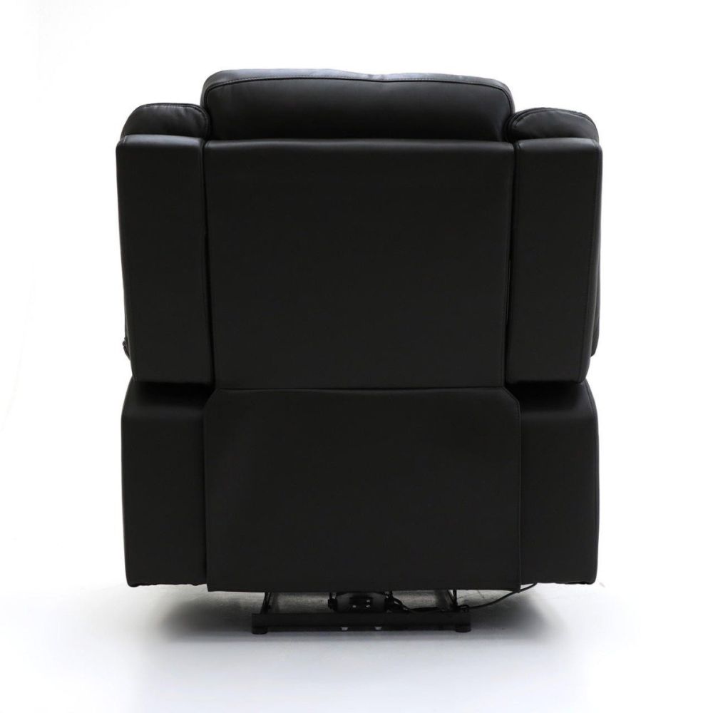 Vortex Black Leather Electric Recliner Armchair