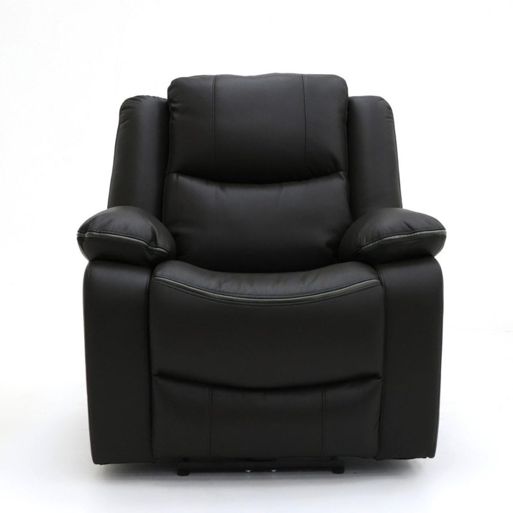 Vortex Black Leather Electric Recliner Armchair