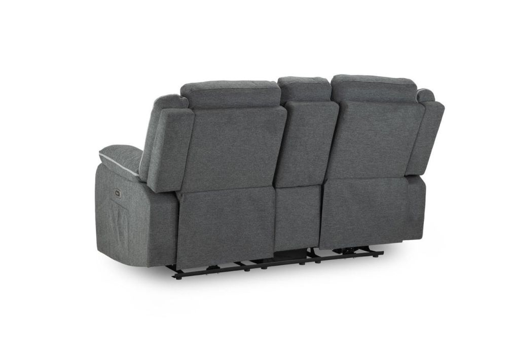 Vortex Grey Fabric Electric Recliner 2 Seater Sofa