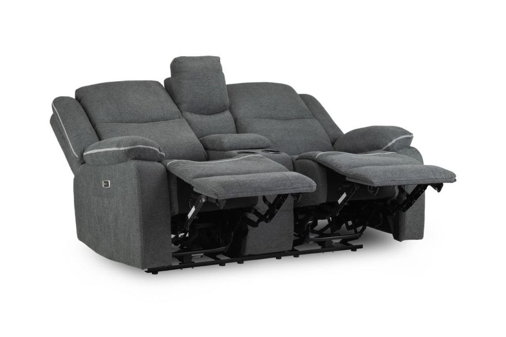 Vortex Grey Fabric Electric Recliner 2 Seater Sofa