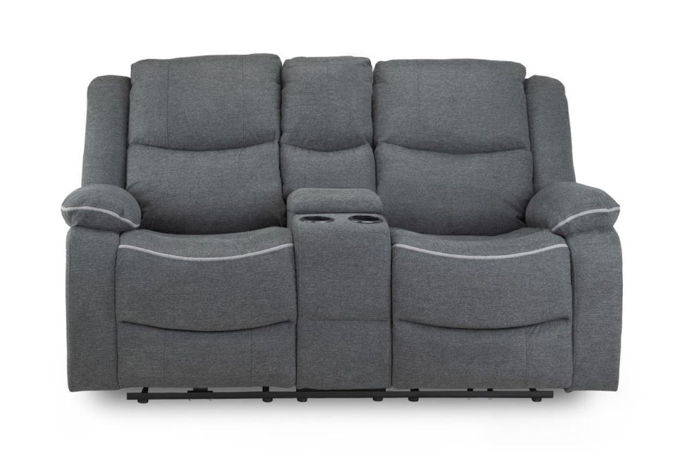 Vortex Grey Fabric Electric Recliner 2 Seater Sofa