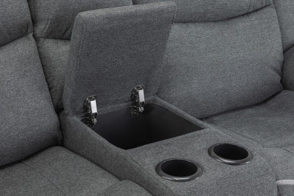 Vortex Grey Fabric Electric Recliner 2 Seater Sofa